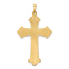 14k Two-tone Hollow Polished Woven Fleur de Lis Crucifix Pendant