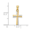 14k and White Rhodium Diamond-cut Small Latin Cross Pendant