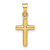 14k Diamond-cut One Side Polished Back Reversible Puffed Cross Pendant