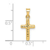 14k Diamond-cut One Side Polished Back Reversible Puffed Cross Pendant