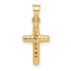 14k Diamond-cut One Side Polished Back Reversible Puffed Cross Pendant