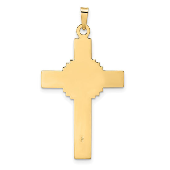 14k Two-tone Polished Solid Celtic INRI Crucifix Pendant