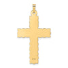 14k Polished and Textured Solid Floral Cross Pendant