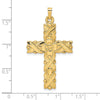 14k Polished and Textured Solid Floral Cross Pendant