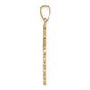14k Polished and Textured Solid Floral Cross Pendant