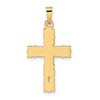 14k Polished and Textured Solid Floral Cross Pendant