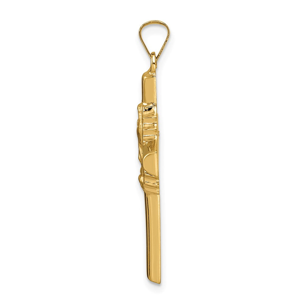 14k Polished and Satin Hollow Cross Pendant
