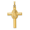 14k Polished and Satin Hollow Cross Pendant