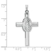 14k White Gold Polished and Satin Hollow Cross with Our Lady of Guadalupe Pendant