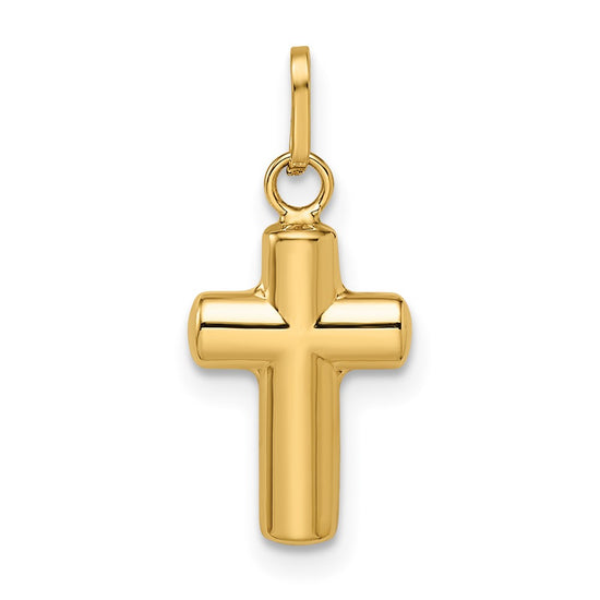 14k Polished Puffed Cross Pendant