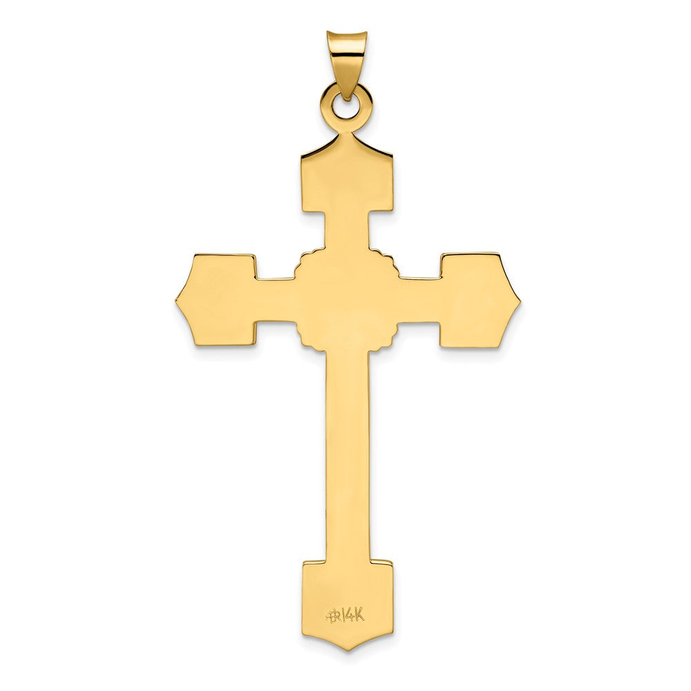 14k Polished Solid Large Fancy Design Cross Pendant