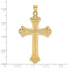 14k Polished and Textured Solid Large Fleur de Lis Cross Pendant