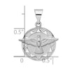 14k White Gold Polished and Satin Hollow Holy Spirit Medal Round Pendant