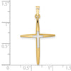 14k Two-tone Polished Solid Double Cross Pendant