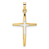14k Two-tone Polished Solid Double Cross Pendant