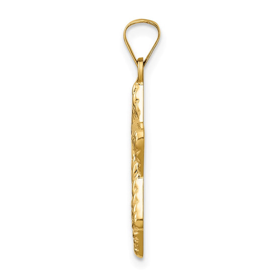 14k Polished and Textured Solid Star of David Pendant