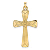 14k Polished Center Flower Solid Cross Pendant