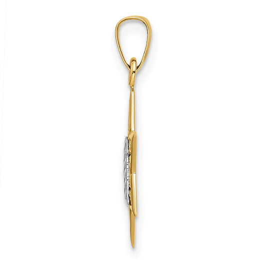 14k Two-tone Polished Solid Star of David and Torah Pendant