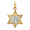 14k Two-tone Polished Solid Star of David and Torah Pendant