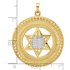 14k Two-tone Solid Star of David and Torah Inside Round Frame Pendant