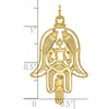 14k Polished and Textured Solid Hamsa Pendant