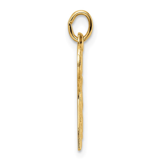 14k Polished and Textured Solid Chai Symbol Pendant
