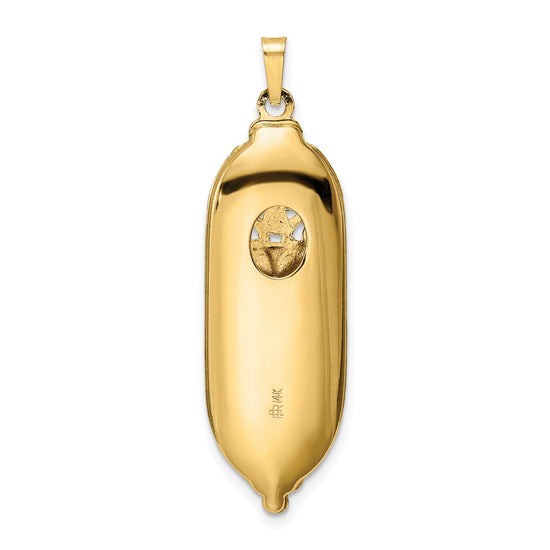 14k Polished Mezuzah with Blue and White Enameled Star of David Pendant