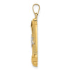 14k Two-tone Polished and Textured Hollow Torah Scroll with Star of David Pendant