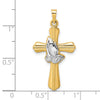 14k and White Rhodium Polished Hollow Praying Hands Cross Pendant
