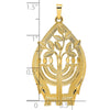 14k Polished Hollow Large Menorah and Tree of Life Pendant