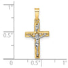14k Two-tone Polished Solid INRI Crucifix Pendant