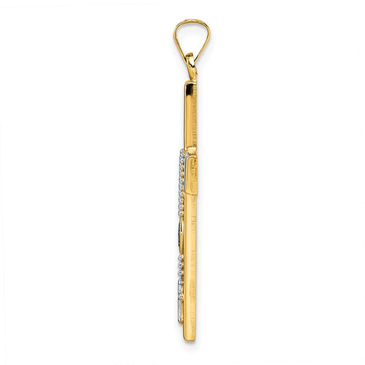 14k Two-tone Polished Hollow Rosary Cross Pendant