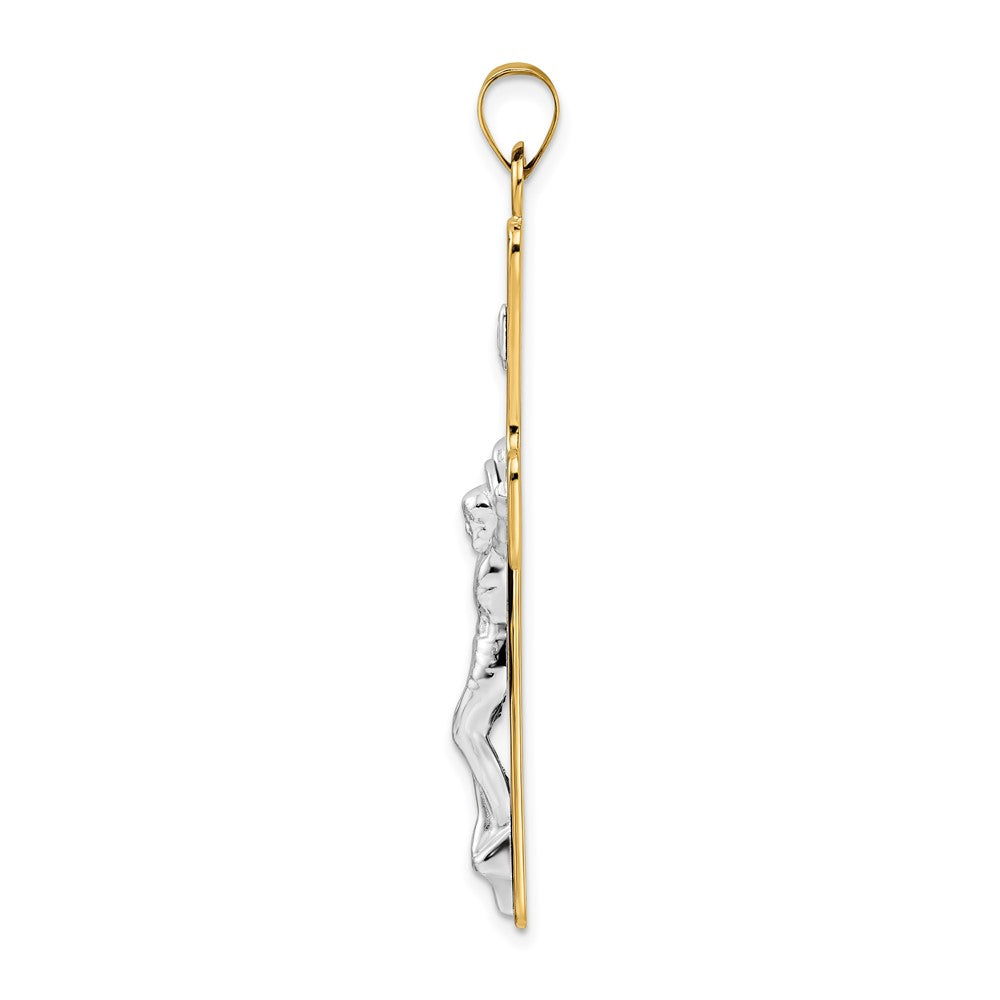 14k Two-tone Large Polished Solid INRI Crucifix Pendant