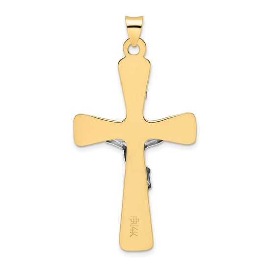 14k Two-tone Large Polished Solid INRI Crucifix Pendant