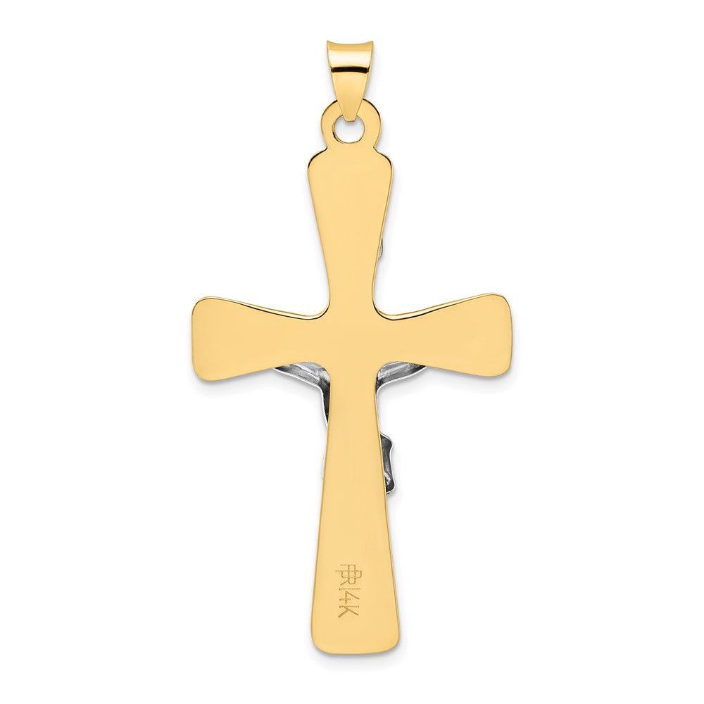 14k Two-tone Large Polished Solid INRI Crucifix Pendant