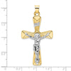 14k Two-tone Large Polished Solid INRI Crucifix Pendant