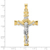 14k Two-tone Large Solid INRI Crucifix Pendant