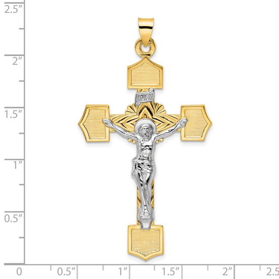 14k Two-tone Polished Solid INRI Crucifix Pendant