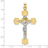 14k Two-tone Polished Solid INRI Crucifix Pendant