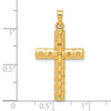 14k Polished and Textured Hollow Latin Cross Pendant