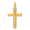 14k Polished and Textured Hollow Latin Cross Pendant