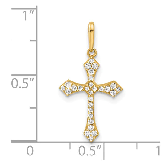 14k Polished CZ Passion Cross Pendant