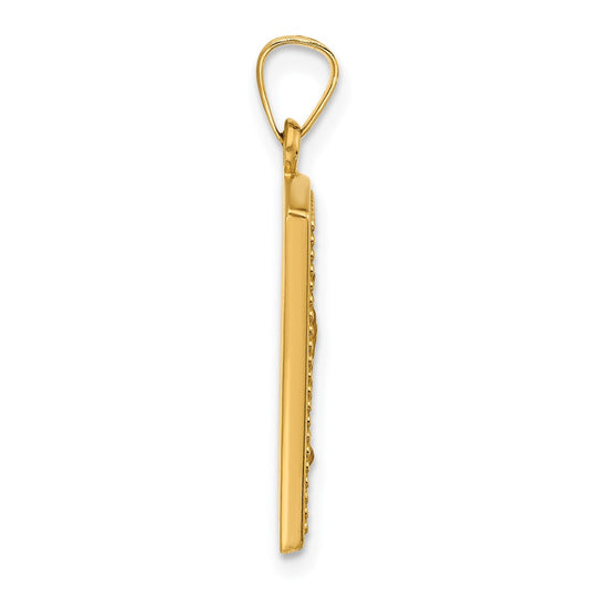 14K Polished and Satin Hollow Our Lady of Guadalupe Rectangular Pendant