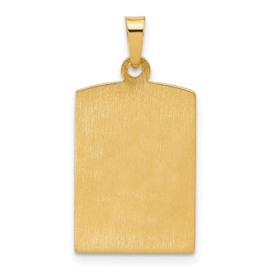 14K Polished and Satin Hollow Our Lady of Guadalupe Rectangular Pendant