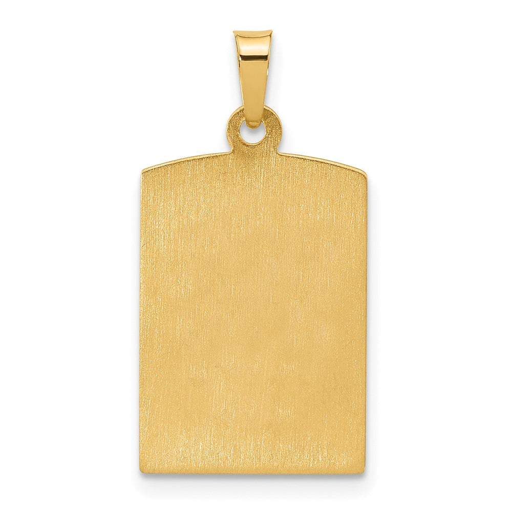14K Polished and Satin Hollow Our Lady of Guadalupe Rectangular Pendant