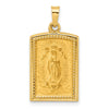 14K Polished and Satin Hollow Our Lady of Guadalupe Rectangular Pendant