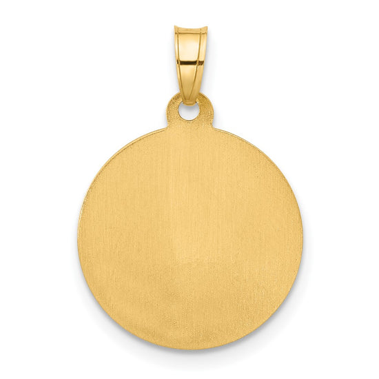 14k Polished and Satin Hollow Our Lady of Mt. Carmel Medal Round Pendant