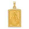 14k Polished and Satin Hollow Miraculous Medal Rectangular Pendant