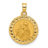 14K Polished and Satin Hollow St Anthony Medal Round Pendant