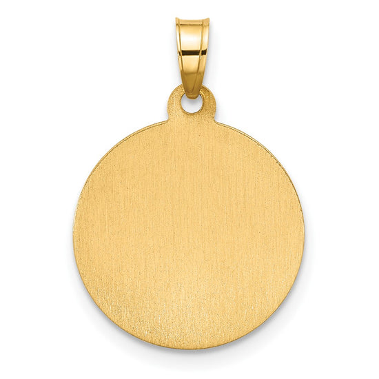 14K with White Rhodium Satin and Polished Hollow St. Anthony Medal Round Pendant